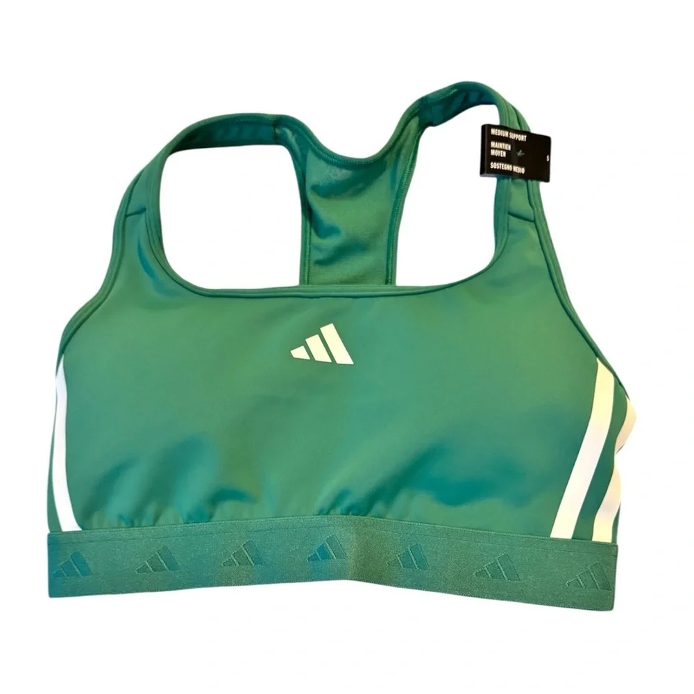 NWT Adidas Women's Powerreact Sports Bra Green Size Small